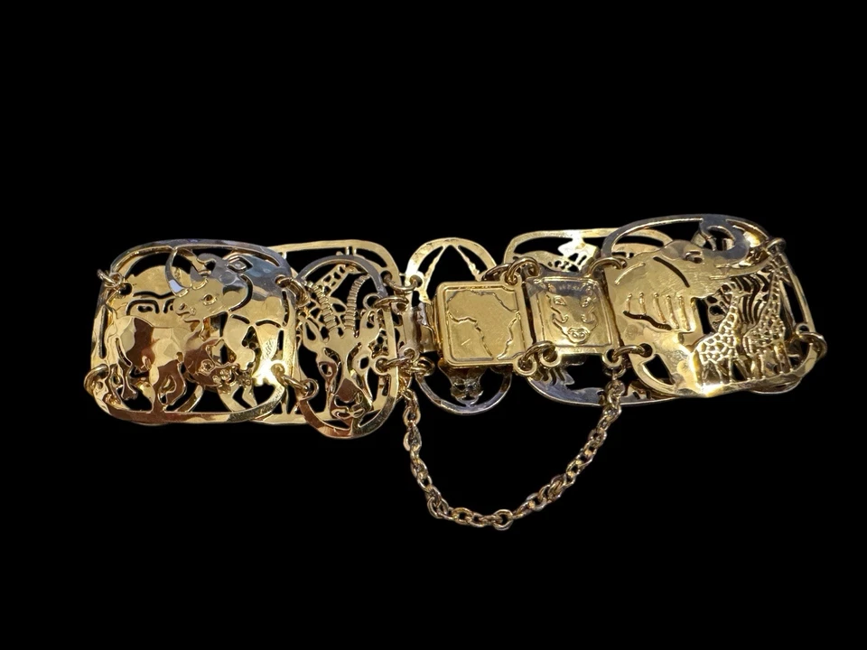 Brazalete Wild Bryde Chapado en Oro Filigrana África Safari Animales Elefante León E1 Foto 4 de 4