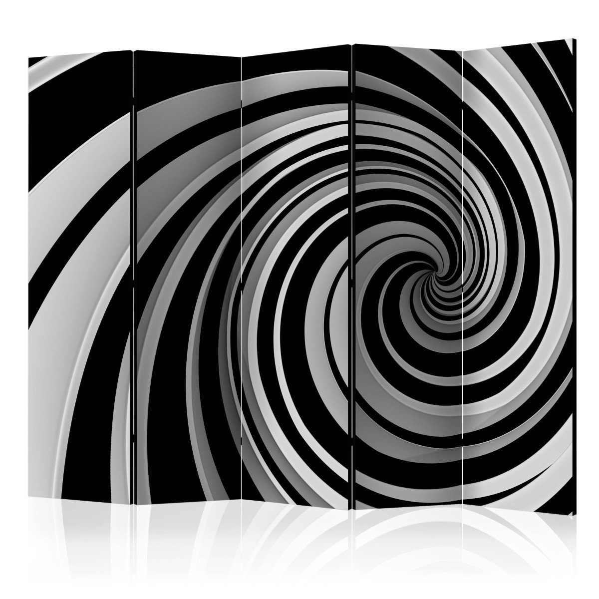 Paravent 5 volets Black & White Swirl 172x225 cm en toile intissée moderne