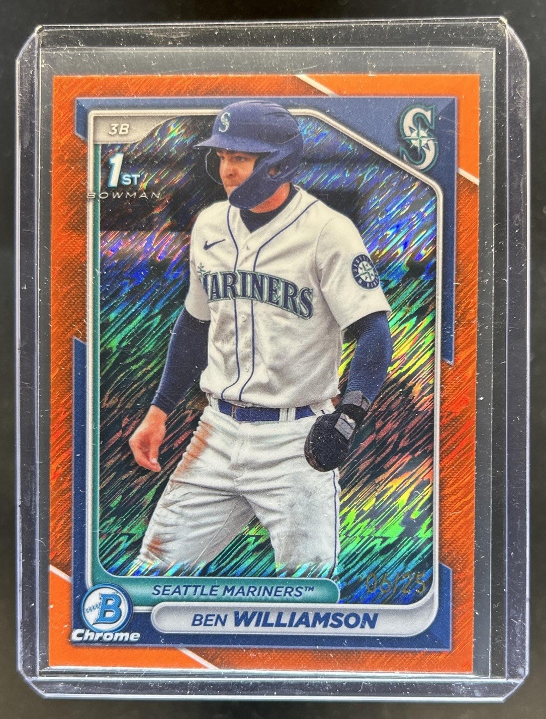 2024 Bowman Ben Williamson Chrome Orange Shimmer Refractor 1st #/25 Mariners