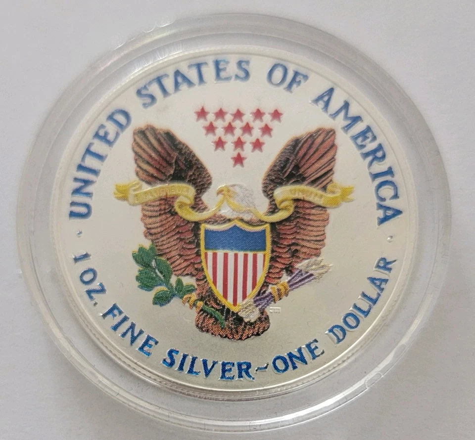 2001 American Silver Eagle - Colorized (Both Sides) 1 oz .999 Silver Coin w/Box - Image 3 of 4