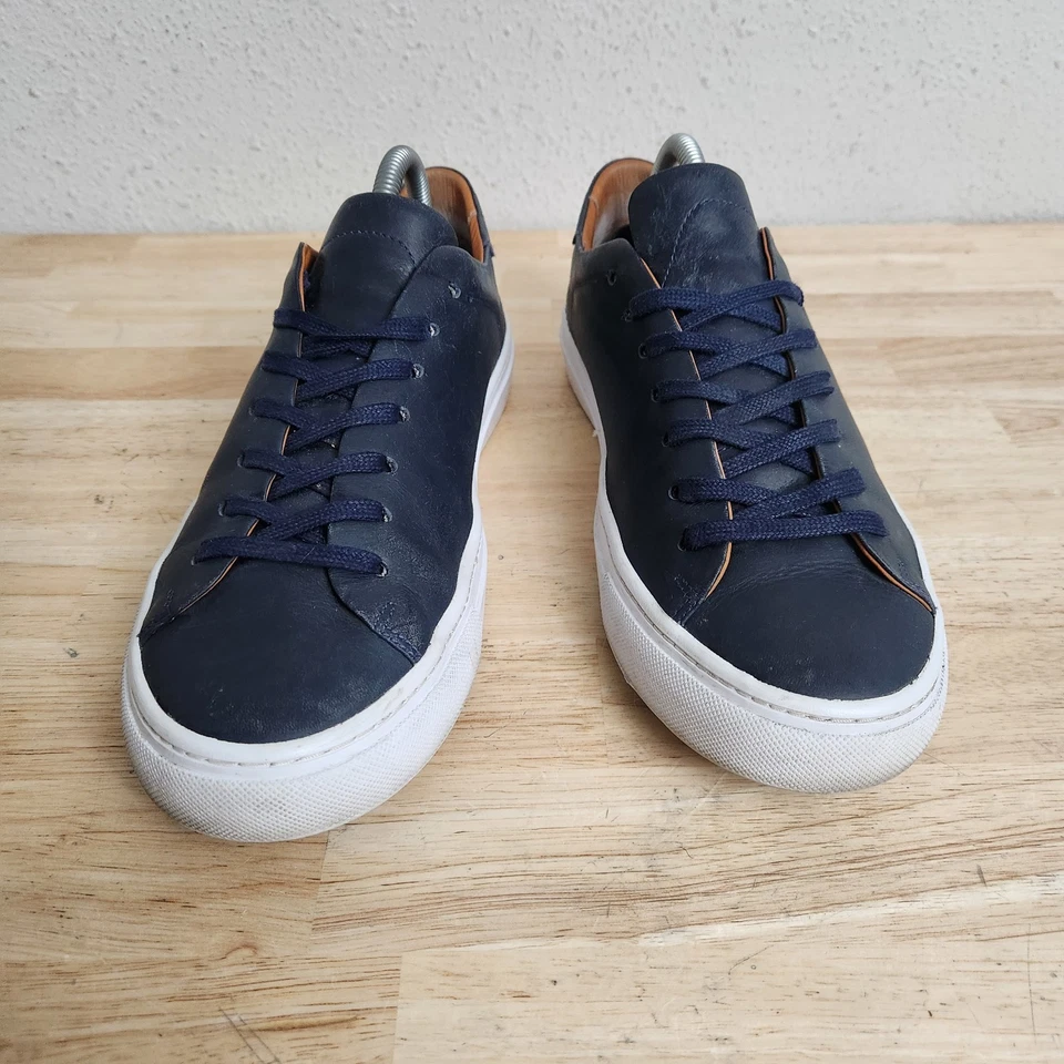 Beckett Simonon Shoes Men 8.5 Reid Sneakers Blue Leather Lace Up - Image 2 of 4
