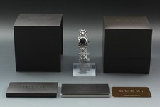 Vintage Exc+5 Box Paper GUCCI 6400L Horsebit Black Women Qz Watch From JAPAN