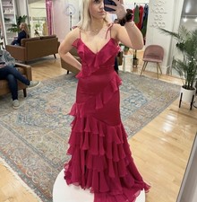 Sherri Hill Ruffle prom dress formal gown Pink/raspberry color size 0