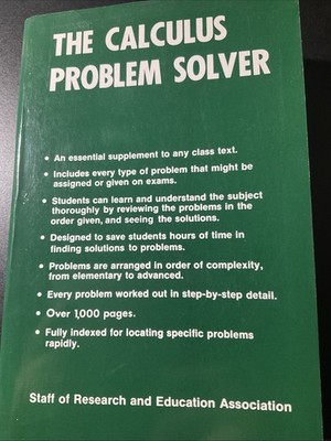 The Calculus Problem Solver (REA) Over 1000 Pages! (Ships Immediately!)/ B2480