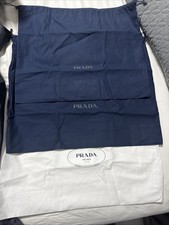 LOT OF 3 NEW PRADA WHITE/BLU DUST BAG FOR SHOES OR CLUTCH DUSTBAG PURSE 19 x15