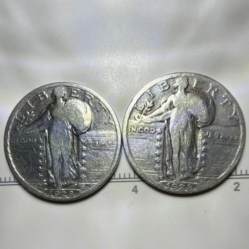 1928 Standing Liberty Silver Quarters 25C Circulated Lot of 2 US Coins