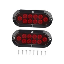 2Pcs Trailer Truck LED Sealed RED 6" Oval Stop/Turn/Tail Lights Flush Mount