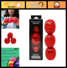 Premium 12-Panel Leather Juggling Balls - 130g, 67mm - Set of 3 Red 