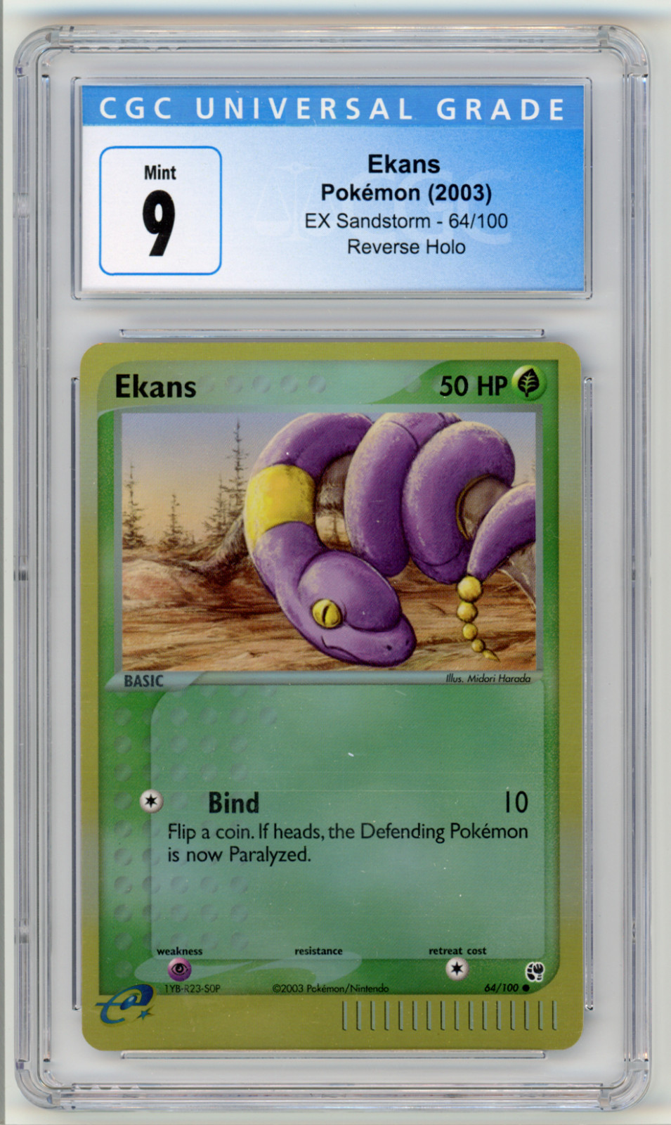Ekans 64/100 Sandstorm Reverse Holo CGC 9 N 302