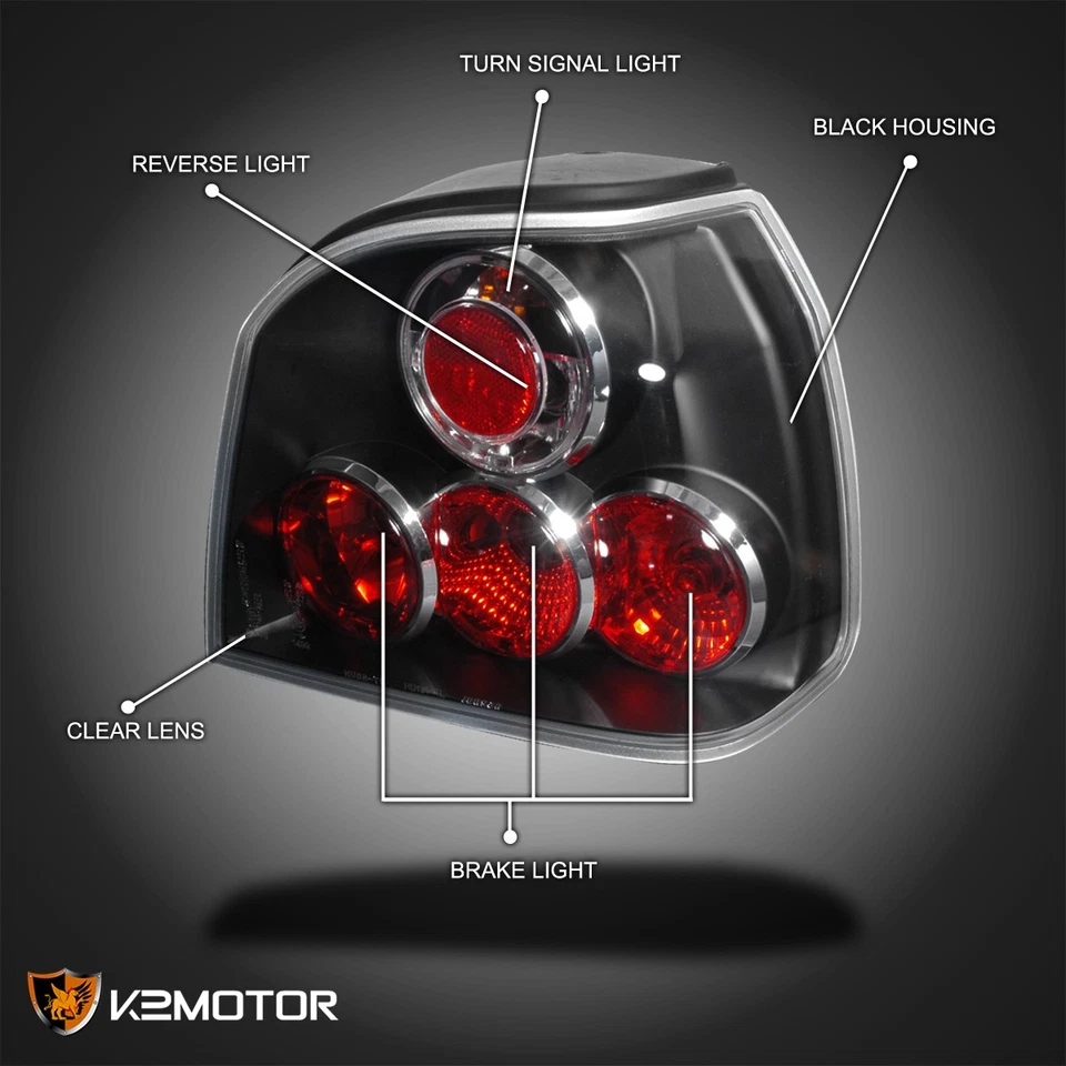 Black Fits 1993-1998 Volkswagen Golf MK3 Tail Lights Brake Lamp Left+Right 93-98 Foto 3 de 4