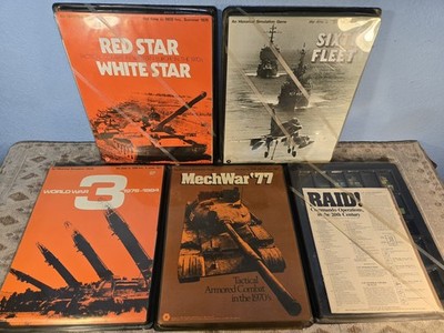 Lot of 5 Vintage SPI Board Games Red Star White WW3 MechWar''77 Raid! Sixth Fleet