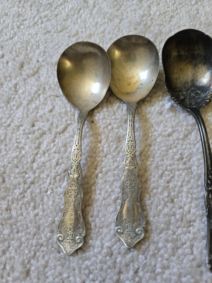 Lot Of 6 Mixed Ornate Patterns Silverplate Berry Or Shell Sugar Spoons Craft Use - image 2 of 4
