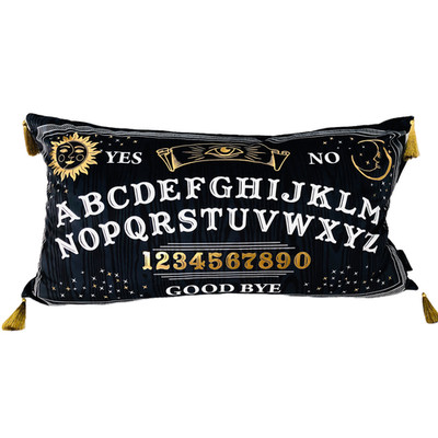 Cynthia Rowley CURIOUS OUIJA Halloween Black Cushion Pillow Goth Moon 28  x 15 