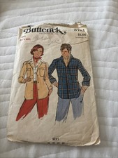 Butterick 3781 Men's Shirt Jacket Pointed Collar Sz 44 COMPLETE VTG