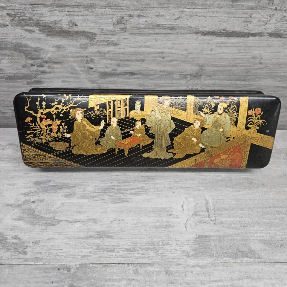 Black Lacquer Japanese Meiji Long Domed Box - Image 2 of 4