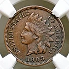 1908 Indian Head Cent XF++ Sharp Coin