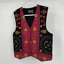 Womens Boho Artisan Tapestry Vest Size M Folk Festival Hippie Eclectic Indie