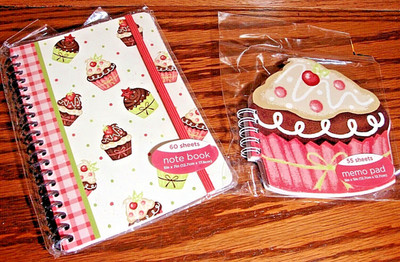 Girls Set (2) Notebook (60 Sheets) & Memo Pad (55 Sheets) Cupcake Theme Gift 612