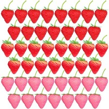 45 Pcs Artificial Strawberries 2.2 Inch Realistic Plastic Strawberry Decor Fa...