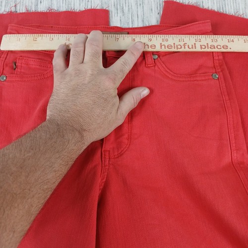 Judy Blue Jeans 3/26 Garment Dyed High Rise Wide Leg Raw Hem Crop Light Red - Picture 8 of 12