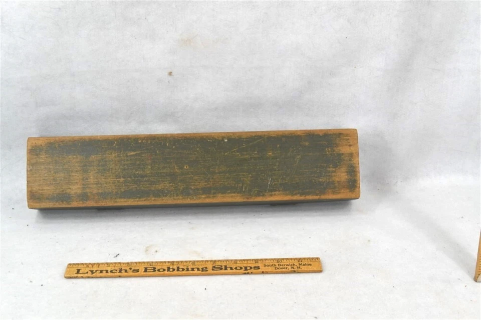 antiguo cubículo caja dividido 17x4x2,5 antiguo pintura verde estantes de pared 19º original Foto 4 de 4