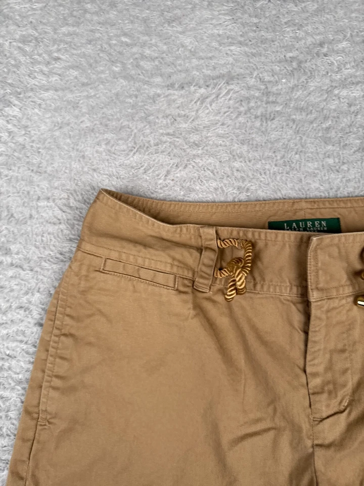 Pantalones Cortos DE COLECCIÓN Lauren Ralph Lauren Mujer 2P Beige Chino LRL Algodón Caminata Campamento Foto 4 de 4