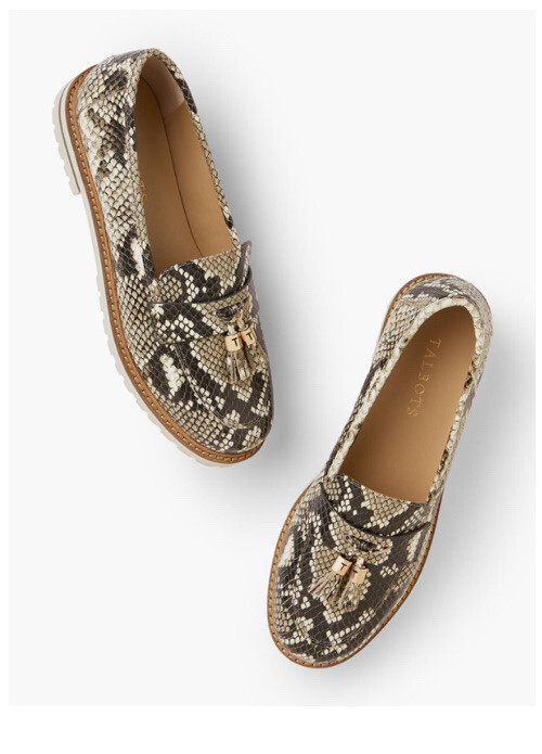 TALBOTS ‘LAURA’ SNAKE PRINT TASSELED EMBOSSED LOAFER SZ 8M - Main Image