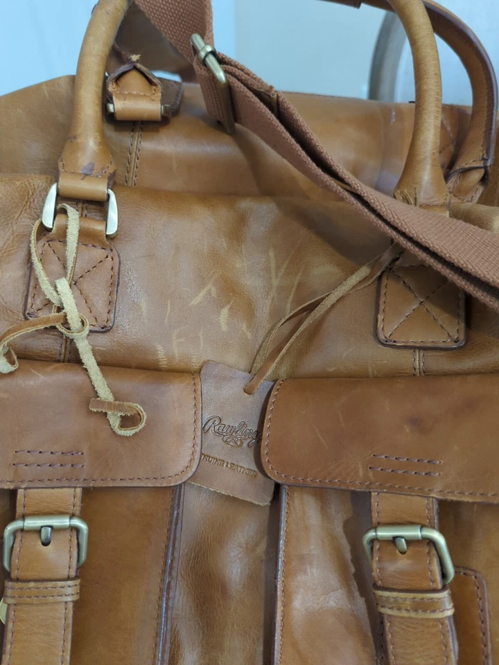 Bolso de Lona Rawlings Frankie Cuero Coñac Equipaje Viaje Fin de Semana Foto 3 de 4