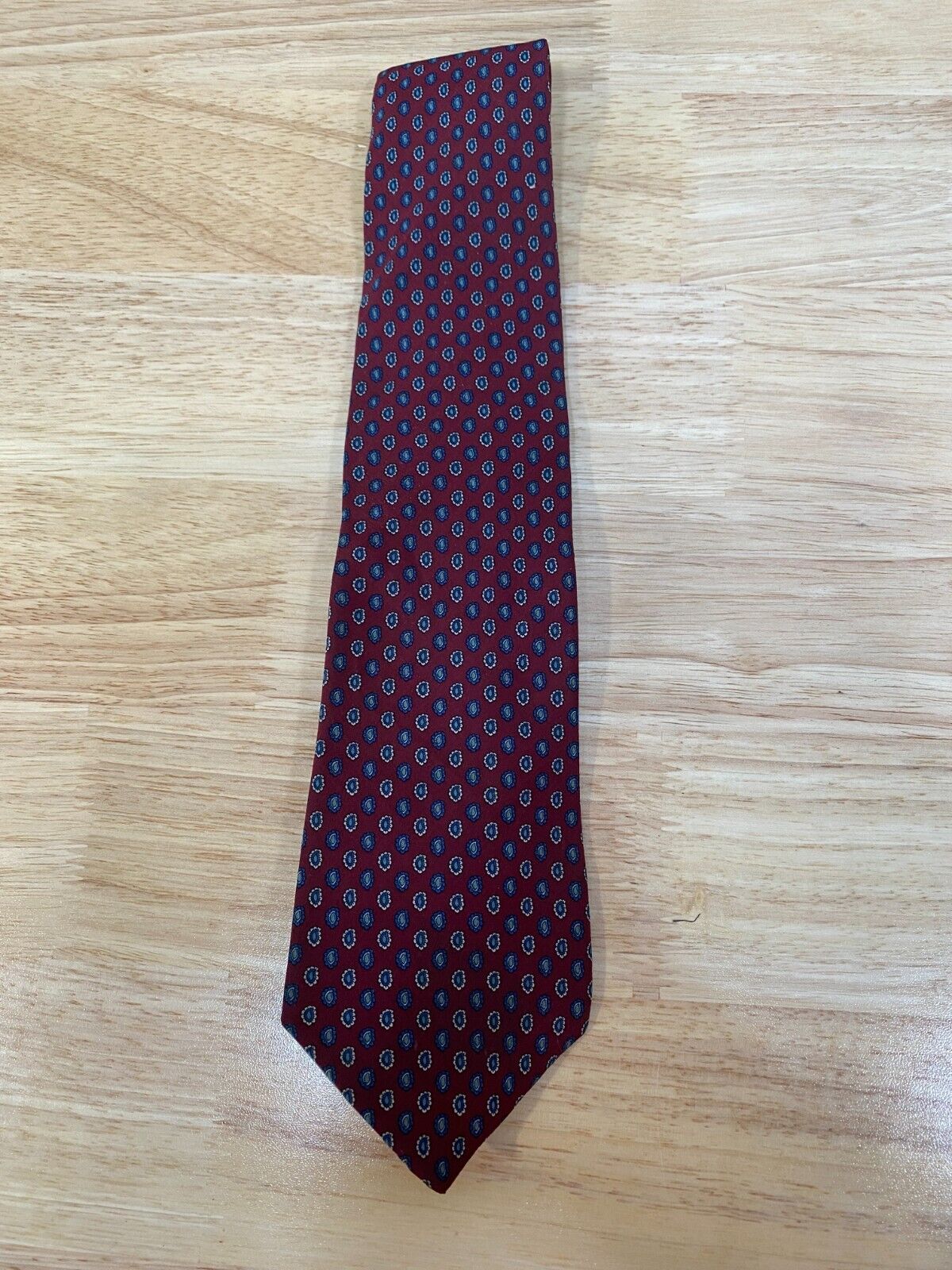 Raphael Mens 100% Silk Red Blue Paisley Geometric Necktie Tie CEO Business Dad