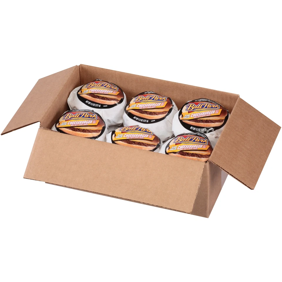 Sándwich de hamburguesa con queso Ball Park, 4,306 oz cada uno - empanada de carne a la parrilla con... Foto 3 de 3