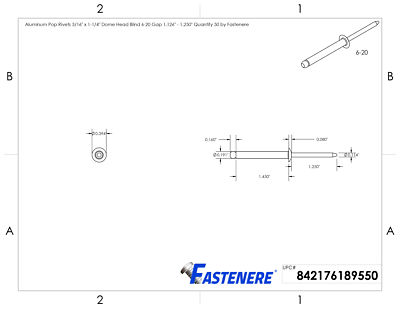 25 Rivetti Pop In Alluminio Testa Tonda – ABA62 – Brighton (6-2, 3/16 X 1/8)