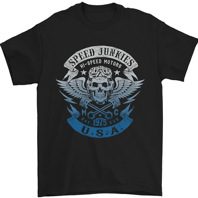 USA Speed Junkies Biker Motorrad Herren Maglietta 100% Baumwolle