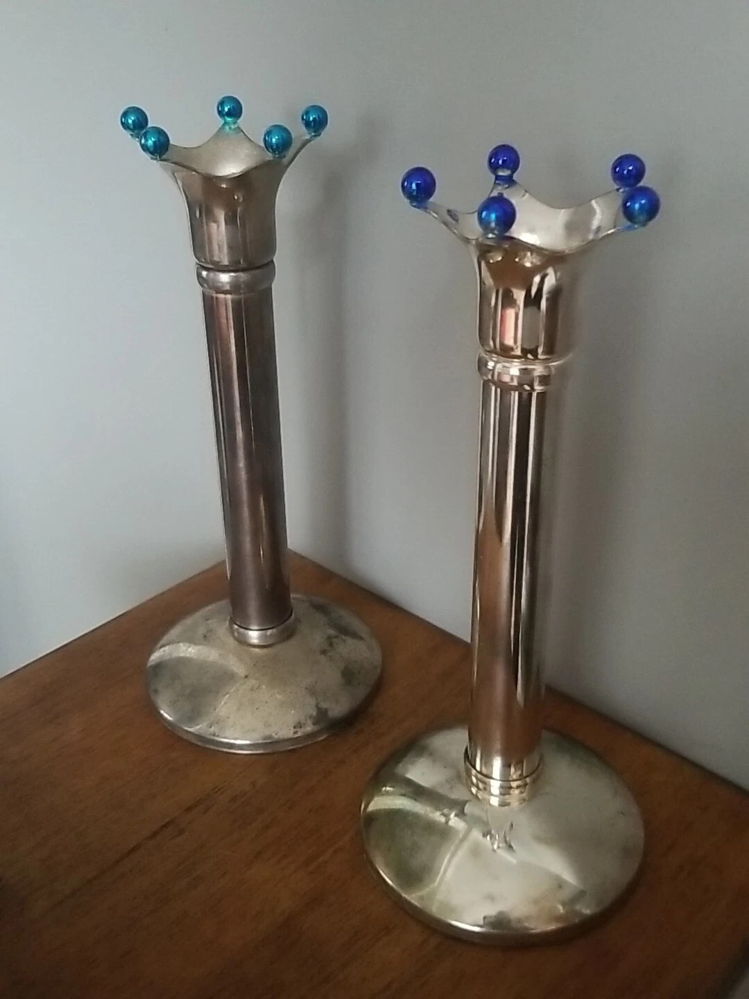 Vintage Swedish Chrome Jester Crown Candle Holder