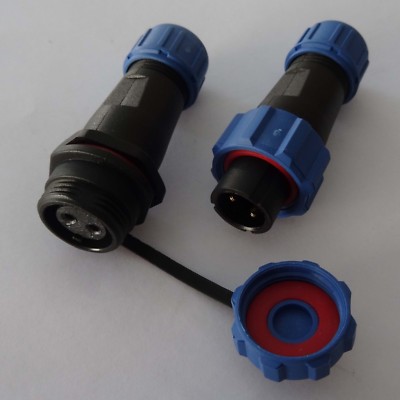 230V 12V IP68 Rundstecker, Buchse, Verbinder Stecker mit Deckel wasserdicht 