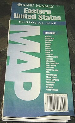 Vintage 1993 Rand McNally Eastern United States Regional Map-New York, Maine etc