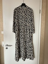 ZARA The Karen Dress Maxi Kleid Gr.XL Baumwolle Schwarz Creme Gemustert Wie Neu