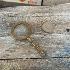 Antique Finish Brass Magnifying Glass - Mini Magnifier -Necklace Monocle Pendant