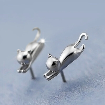 SLUYNZ Katzen Ohrstecker Aus Sterlingsilber 925 – Schwarz-Weiß Design Für Katzenliebhaber – Geschenk Für Frauen & Mädchen