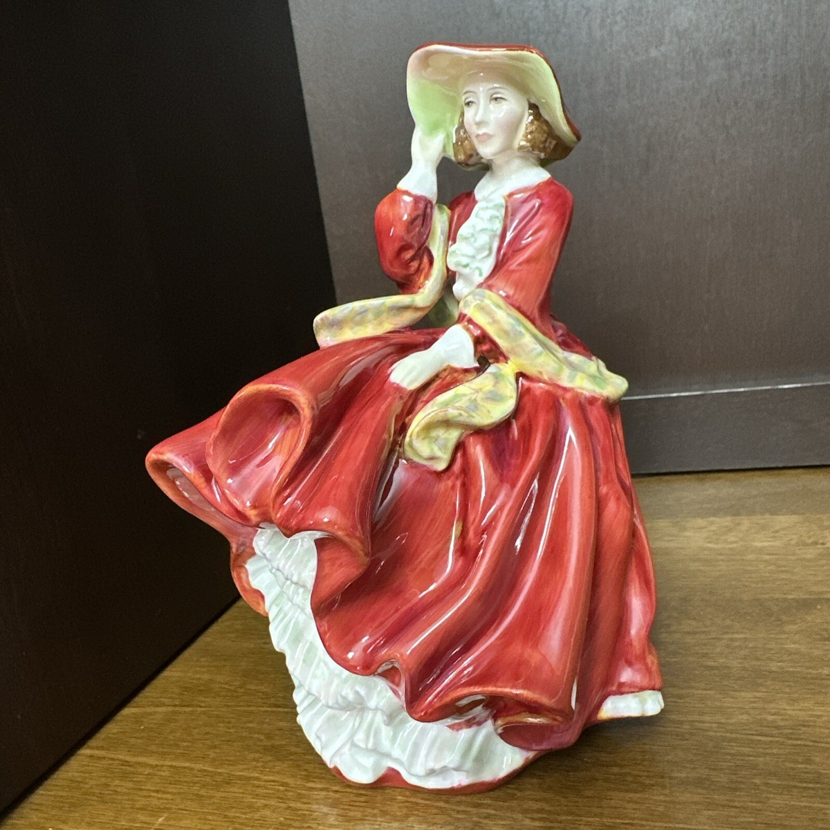 royal doulton red dress Royal Doulton Figurine Top O' The Hill Red Dress Handmade HN 1834 Vintage