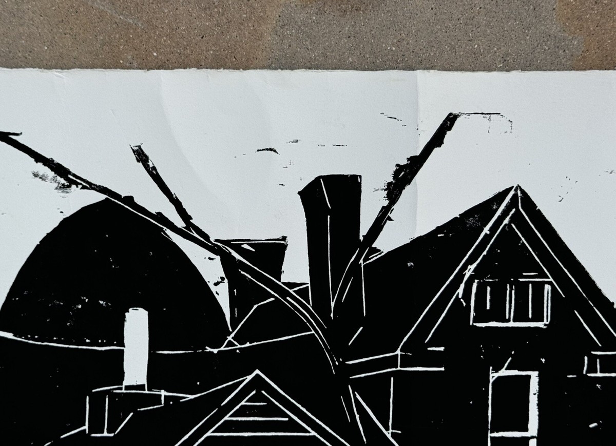 Michael Van Hout Wood Cut Silkscreened Print Signed ~House In