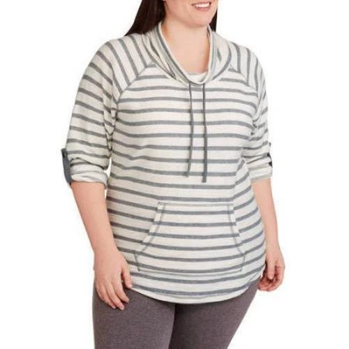 Danskin Now Women's Size 2X Orchid Stripe Cotton/Polyester Hoodie Top - Изображение 3 из 4