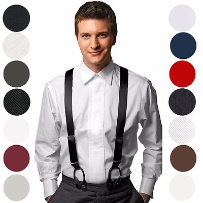 HOLD'EM 100% Silk Suspenders For Men Y-Back Button End Made in USA   Many Colors