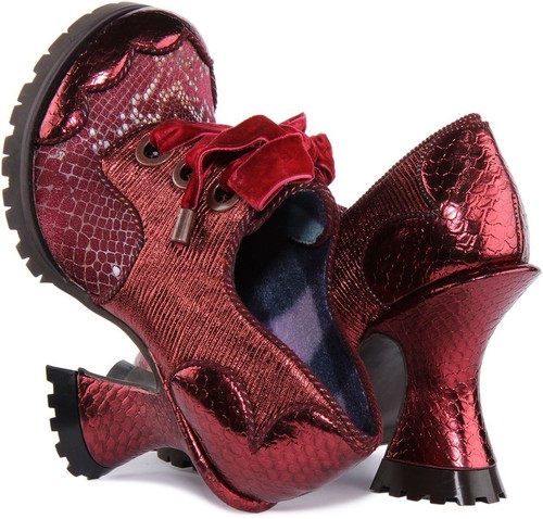 Irregular Choice Whimsical Wonder Womens Lace Up Shoes In Bordo Size UK 3 - 8 - Picture 4 of 12