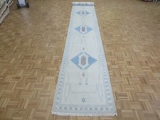 3 x 20 Runner Hand Knotted Ivory Turkish Oushak Oriental Rug G11579