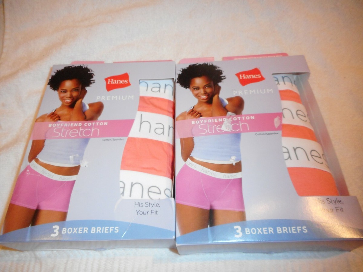 Hanes Premium BOYFRIEND Cotton Stretch Boxers Briefs Size