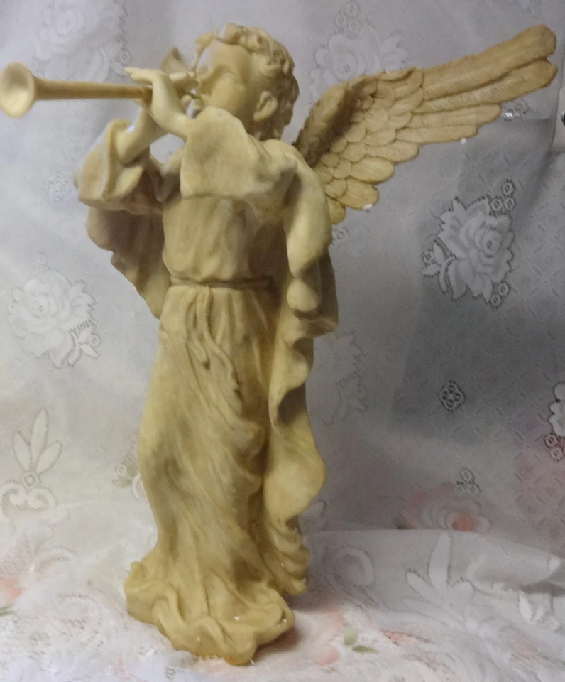 Marketplace Resin Antique Stone Garden Statue Christmas Angel Flute Decor 24'' - Image 4 of 4