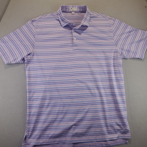 Peter Millar Crown Ease Polo Shirt Mens XL Pink & Blue Striped - Picture 2 of 5