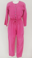 Vintage Retro 80s Jumpsuit Romper Coveralls Barbie Pink Womens Sz 8 Colours