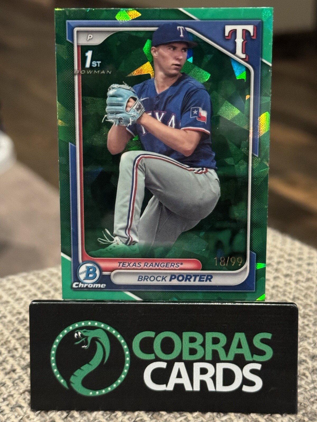 BROCK PORTER 2024 BOWMAN CHROME 1ST SAPPHIRE BASEBALL GREEN /99