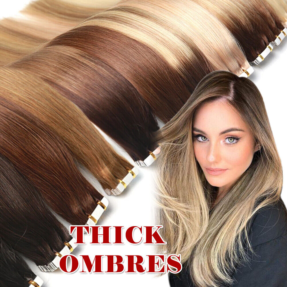 8A Skin Weft Tape In Remy Human Hair Extensions 150G Thick Balayage-Ombre Smooth GORĄCA, niska cena